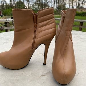 Stiletto heel light brown ankle boots